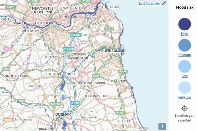 Flood Warning map for the North-East