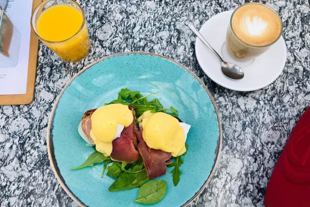 Eggs Benedict and a flat white at Factory Kitchen