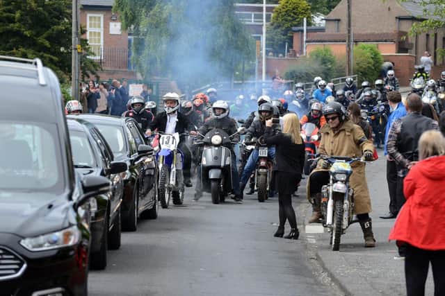 Funeral of Daley Mathison motorbike procession through Murton