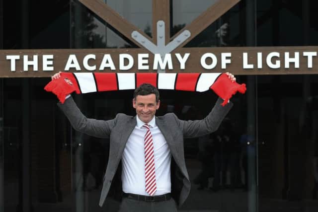 New Sunderland  manager Jack Ross at his first press conference at The Academy of Light.