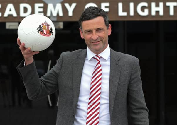 New Sunderland manager Jack Ross at his first press conference at The Academy of Light.