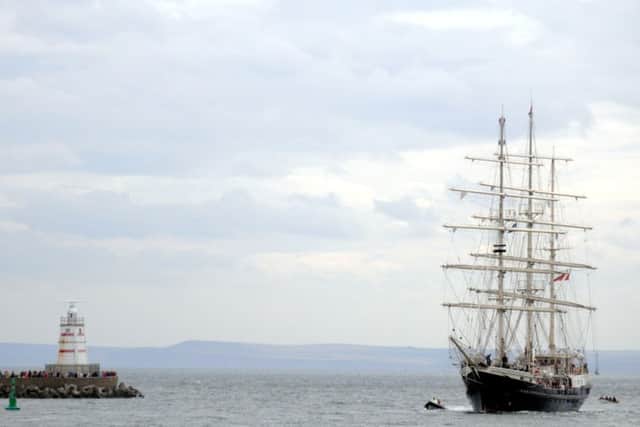 The tall ships will arrive in port to a musical welcome.
