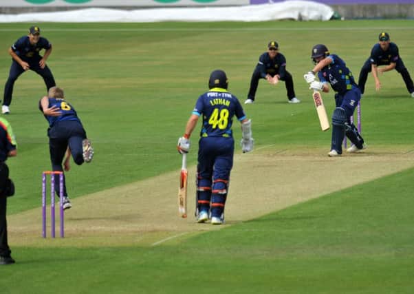 Durham's Michael Richardson on his way to a century against Warwickshire yesterday. Picture by Tim Richardson
