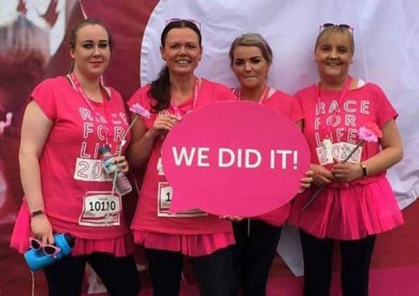 Kayleigh Foster, Sue Mallan, Kelly Sinclair and Karen Pringle at the Sunderland Race For Life at Herrington Country Park on Sunday.
