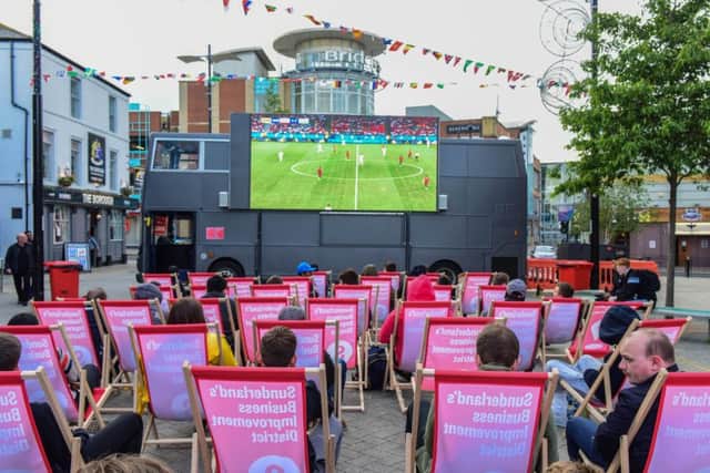Sunderland BID Fanzone in Park Lane, Sunderland, for the 2018 World Cup Finals.