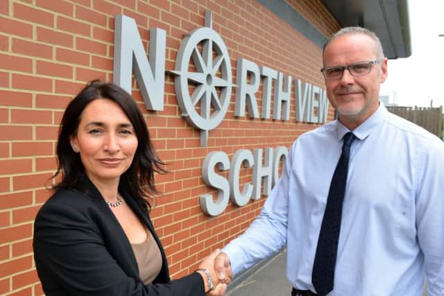 North View Acadmey headteacher, Gary Mellefont, with Zoe Carr, CEO of Wise Academies.