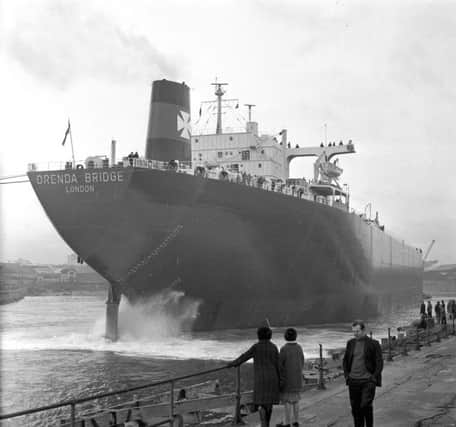 The launch of a ship from North Sands yard of Doxford and Sunderland Ltd, in 1971.