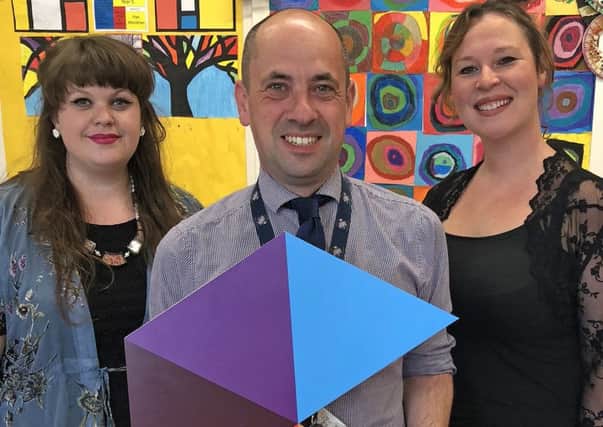 Vicki Kennedy (right) and Rachel Hamer at Sunderland Culture, with Gary Wright, headteacher at Usworth Primary School.