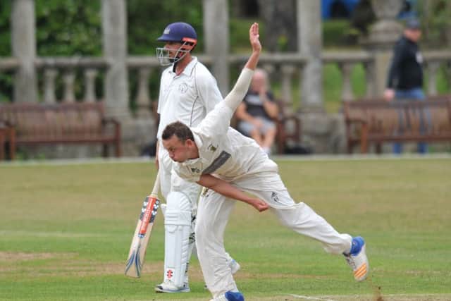 Kieran Waterson bowls for Whitburn in Saturday's clash with Felling. Picture by Tim Richardson