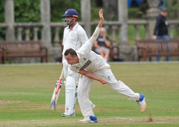 Kieran Waterson bowls for Whitburn in Saturday's clash with Felling. Picture by Tim Richardson