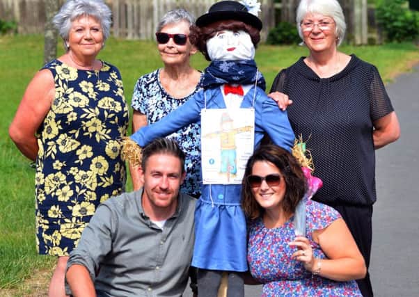 Friends of East Boldon scarecrow competition. Front Chris Lowden and Rebecca Higgins. Back Joan Glass,Jackie Whitmore and Jill McCrudden