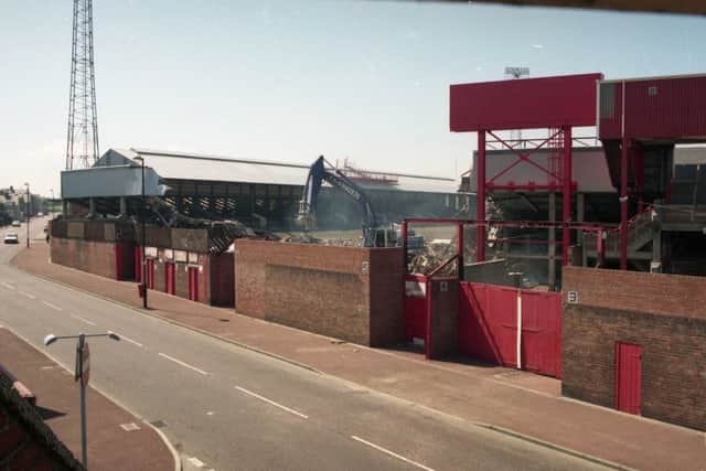 The end of Roker Park as the demolition begins.