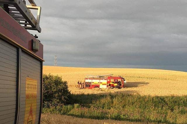 Firefighters deal with the blaze at Little Eppleton Farm.