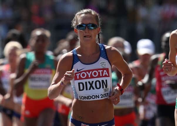 Great Britains Alyson Dixon (centre) in the Womens Marathon Final during day three of the 2017 IAAF World Championships.