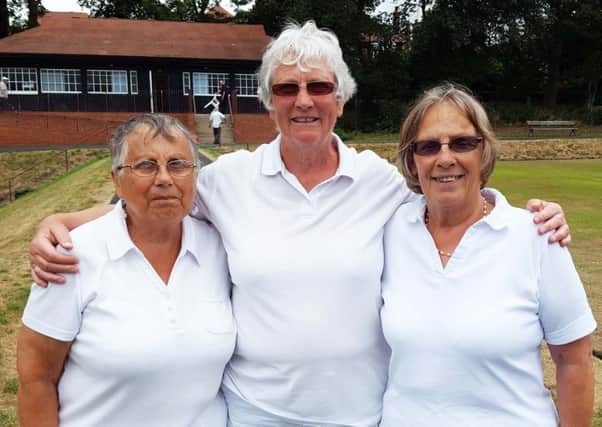 The Marjorie Marshall triples winners (from left): Grace Maxwell, Pat Whittaker and Andrea Brown