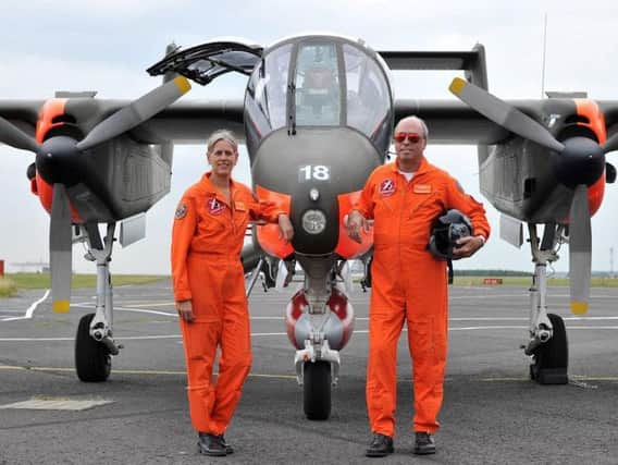 Bronco display team Edith Rickmans and Tony De Bruyn, who are husband and wife, at Newcastle Airsport on Friday morning.