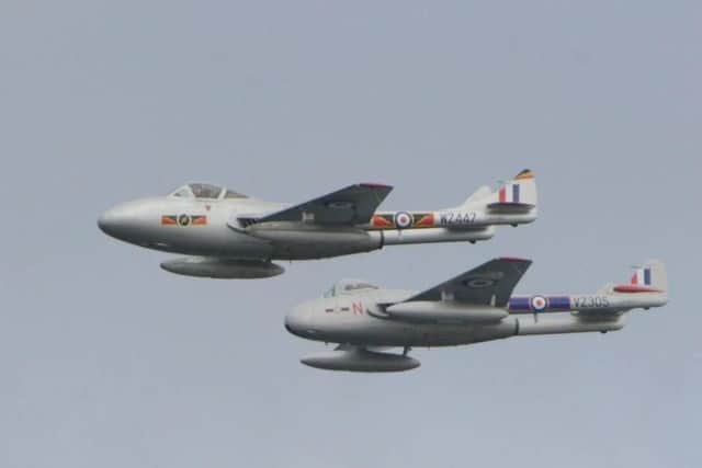 The Vampires were among the planes which managed to fly on the last day of Sunderland Airshow 2018, despite the rotten weather.