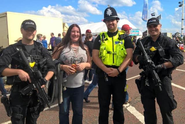Armed officers were on patrol at the Sunderland Airshow to reassure the public