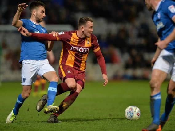 Charlie Wyke in action for Bradford City.