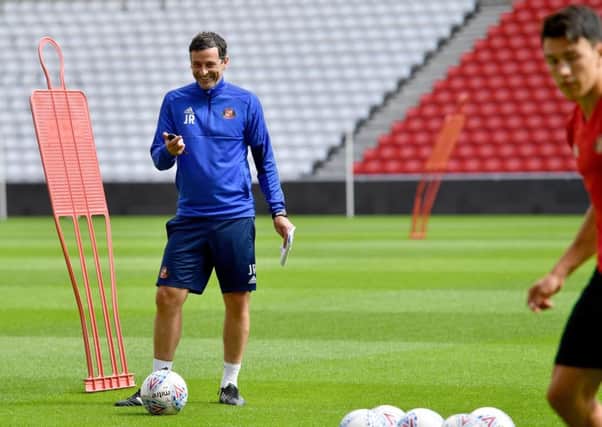 Sunderland manager Jack Ross puts the squad through their paces. Picture by Frank Reid