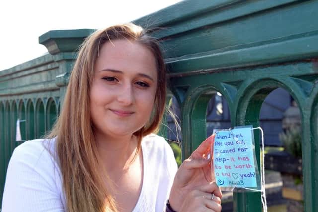 Paige Hunter's comfort notes have been left on Wearmouth Bridge
