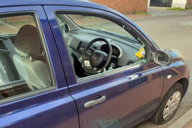 The car belonging to Florence Rodenby that was vandalised outside of her Sunderland home.  Picture by FRANK REID