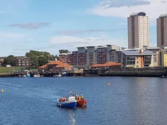 The RNLI pictured as it's team helped the boat up the River Wear, pictured by Sunderland Coastguard Rescue Team.