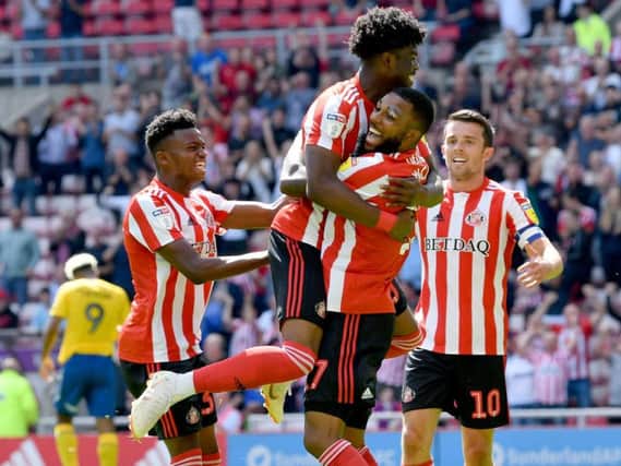 Sunderland celebrate Josh Maja's equalising goal