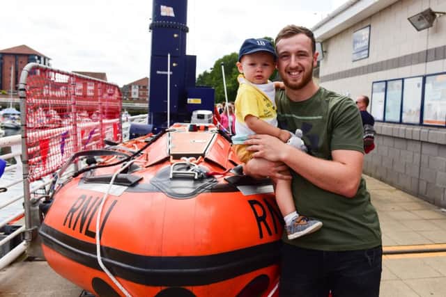 Brad Hart and son James (1) at the Sunderland RNLI Lifeboat Station and Lifeboat Guild held their annualHarbour DayÂ at Sunderland Marina.