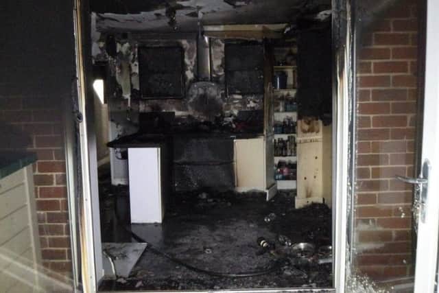 The kitchen was severely damaged. Pic: Tyne and Wear Fire and Rescue Service