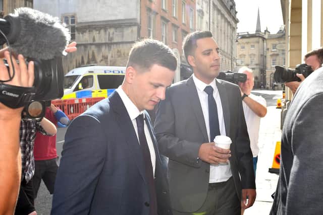 Ryan Hale (left) and Ryan Ali, arrive at Bristol Crown Court where they are accused of affray along with England cricketer Ben Stokes. Picture: PA.