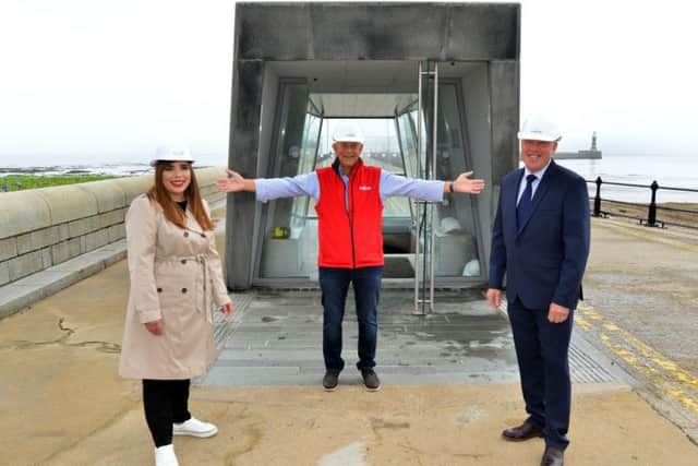 Coun Rebecca Atkinson, Phil Tweddell and Ivor Crowther at the new entrance