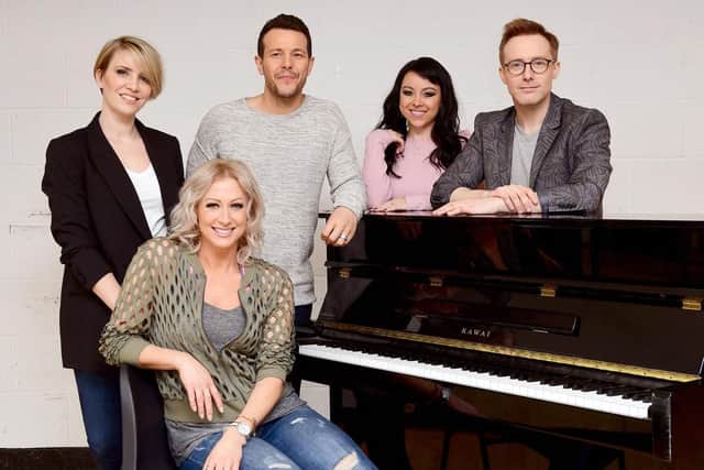 Faye Tozer, seated, pictured with her fellow Steps bandmates.
