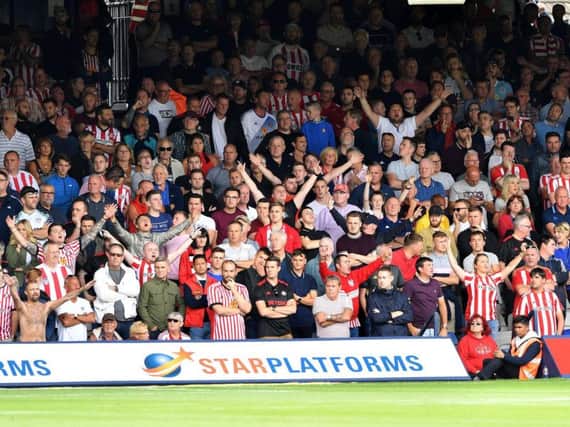 Sunderland fans pictured at Luton Town.