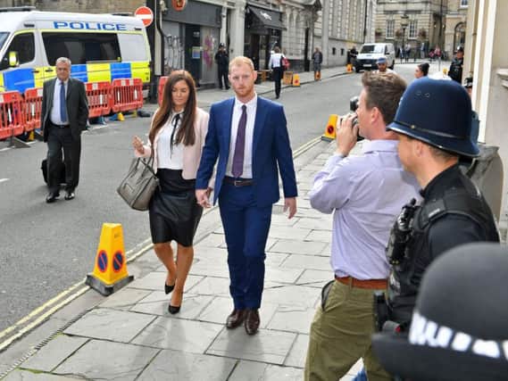 Ben Stokes and wife Clare at Bristol Crown Court.