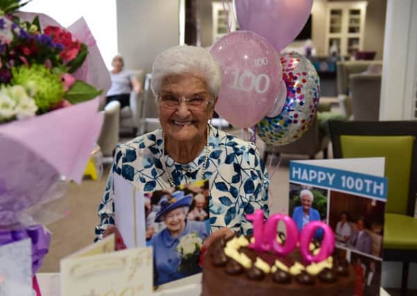 Geraldine Kirkbride celebrating her 100th birthday.