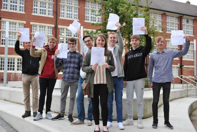 A Level students at Sunderland College receiving their results.