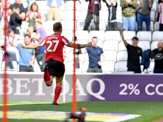 Max Power celebrates scoring Sunderland's opening goal