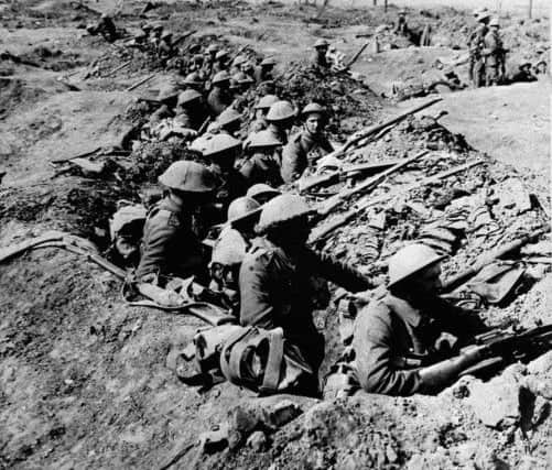 British infantrymen in a trench in the First World War. PA Photo.