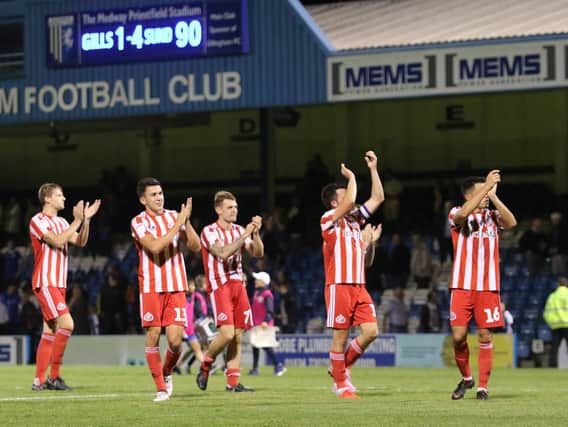 Sunderland players thank the travelling supporters after making the 600-mile round-trip.