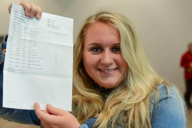 Holly Thorne is ready to start courses at Durham Sixth Form after collecting her results.