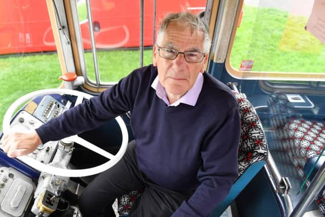 Ken Jones at the wheel of a Bristol RE 1969 Semi Automatic from the Rodger Burdett collection at he vintage bus and car show held at auburn recreation ground. 27-08-2028 Picture by FRANK REID
