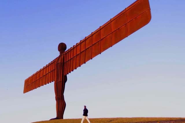 The Angel of the North in Newcastle with sculptor Antony Gormley. Picture: PA.