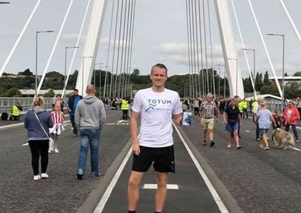 Michael Duell, who is believed to have been the first person to run across the new Northern Spire bridge in Sunderland.