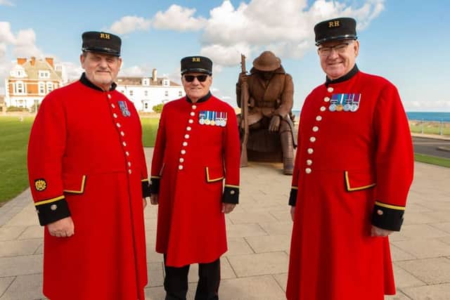 Chelsea Pensioners on their visit to see the Tommy statue at Seaham.