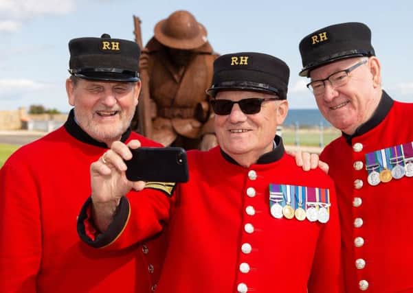 Chelsea Pensioners on their visit to see the Tommy statue at Seaham.