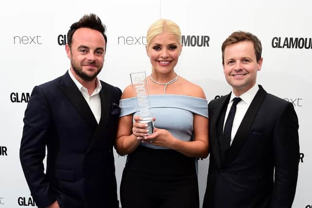 Holly Willoughby, pictured with Ant McPartlin, left, and Declan Donnelly. Pic: Ian West/PA Wire