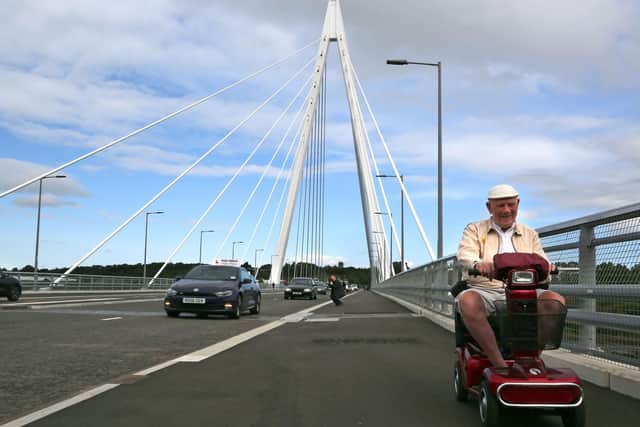 Official opening of the Northern Spire bridge to traffic. The first members of the public to officially cross the bridge. Picture: CHRIS BOOTH