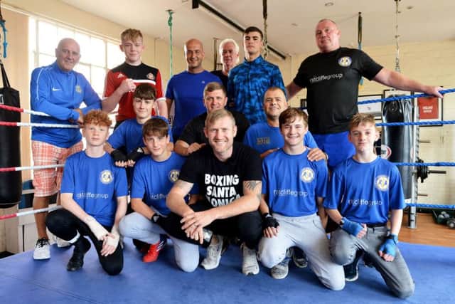 Jaffa with youngsters and coaches from Sunderland ABC