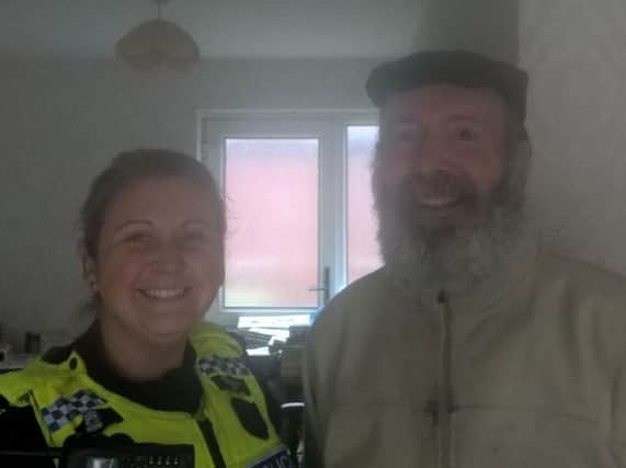 Malcolm Bingley with PC Kim Wright, of Northumbria Police.